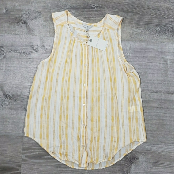 Lucky Brand yellow stripe scoop neck - Picture 4 of 4